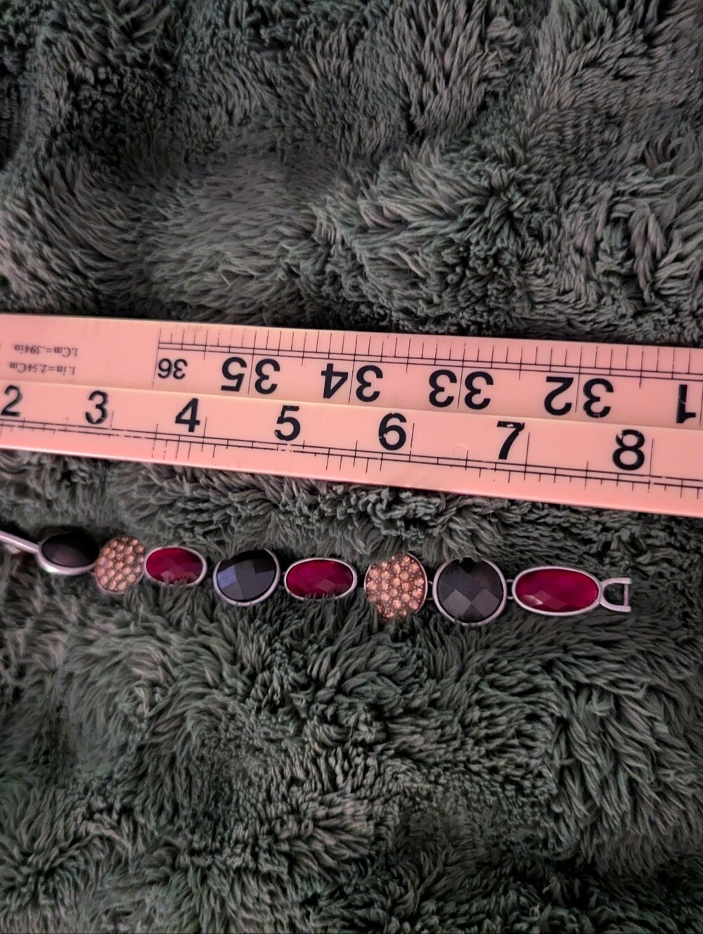 Women’s Multistone Link Bracelet in Black and Deep Pink